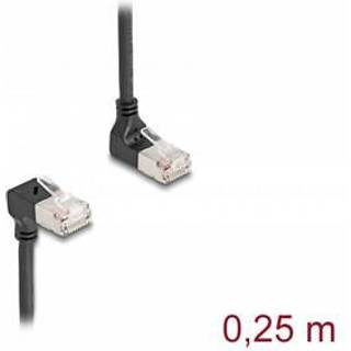 Delock RJ45 netværkskabel Cat.6A S/FTP, 90° vinklet op/ned, 0,25 m – sort