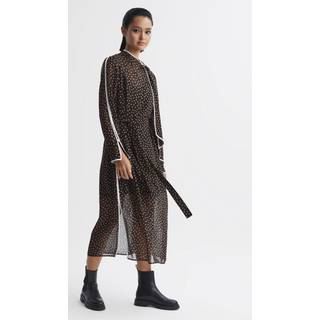 Reiss Aria Polka Dot Slips Neck Midi KjoleEU 42 (UK 14)