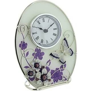 Sophia Purple Butterfly Crystal Glass Clock - P6668