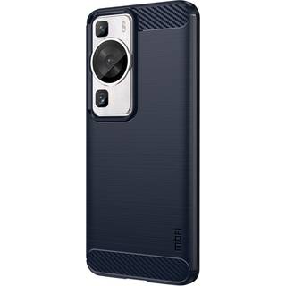 Huawei P60 Pro Mofi Brushed Carbon Fiber Fleksibelt Plastik Bagside Cover - Blå