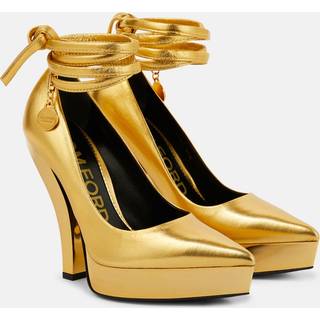 Tom Ford Metallic leather platform pumps - gold - EU 38
