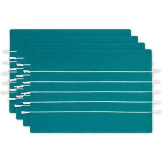 Teal Stripe Tassel Placemat Set/4