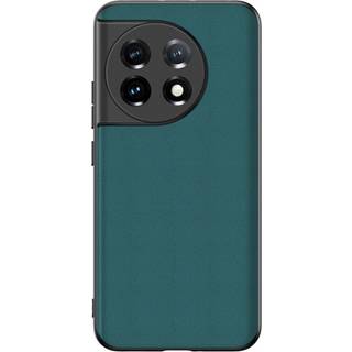 One Plus 11 TPU Carbon & Imiteret Læder Cover - Grøn