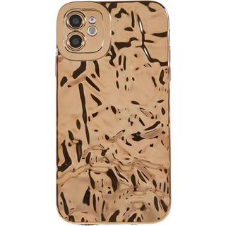 iPhone 12 Skinnende Fleksibel Plastik Bagside Cover - Bølget Design - Guld