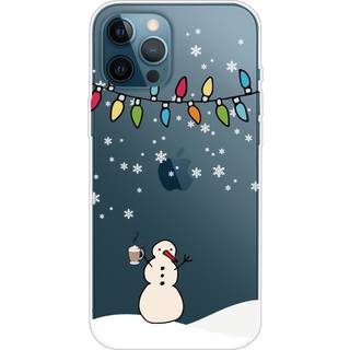 iPhone 14 Pro Fleksibel Plastik Jule Bagside Cover - Snemand med Kakao