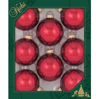 Glasjuletr? ornamenter - 67 mm / 2.63 """" [8 stykker] Designerkugler fra jul af Krebs s?ml?s h?ngende ferieindretning (skinnende december r?d)