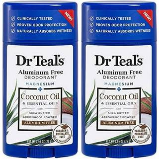 Dr Teal's Aluminium Free Deodorant - Kokosolie - Paraben & Phthalat Fri - 2,65 oz Pakke med 2