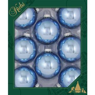 Glas juletræ ornamenter - 67 mm / 2.63 """" [8 stykker] Designerkugler fra jul af Krebs sømløs hængende ferieindretning (skinnende alpine blå)