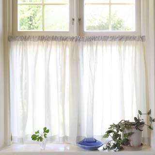 Mimou Grace Café Curtain Double Width 290x85 Cm - Gardinlængder Polyester Nature - WIC2308