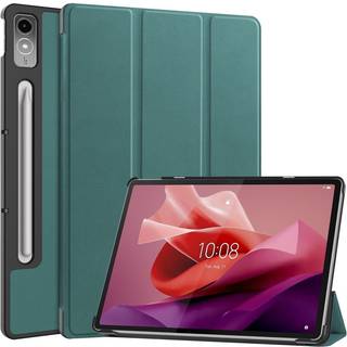 Lenovo Tab P12 Magnetisk Tri-Fold Læder Flip Cover m. Pencil Holder - Grøn