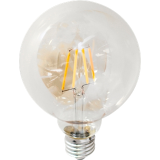 Filament dekorationspære, LED dæmpbar globe, E27, 4W, Ø 95 mm amber - Transparent