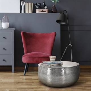 WOMO-DESIGN sofabord stuebord sofabord aluminium Ø 60x30,5 cm sølv