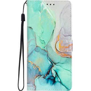 Xiaomi Redmi 12C Læder Cover m. Pung og Strop - Grøn Marmor