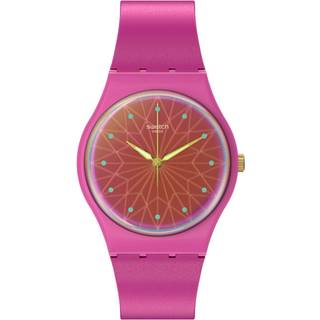Swatch Holiday Collection Fantasia Fuchsia Pink Dial Silicone Strap Unisex Watch SO28P110