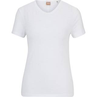 T-shirt med bådudskæring i bomuld med slubeffekt