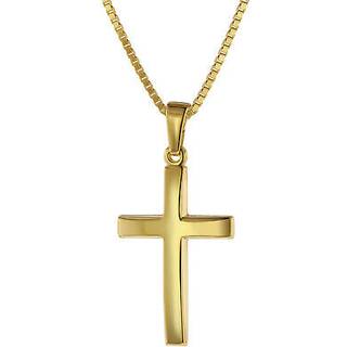 trendor 75544 Kreuz 21 mm Gold 585 mit goldplattierter Silberkette für Frauen