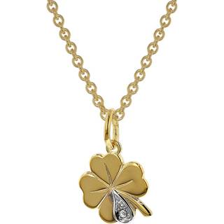 trendor 39480 Kleeblatt Anhänger mit Diamant Gold 333 an goldplattierter Kette