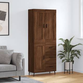 højskab 69,5x34x180 cm konstrueret træ brun egetræsfarve