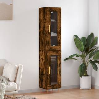 skab 34,5x34x180 cm konstrueret træ røget egetræ