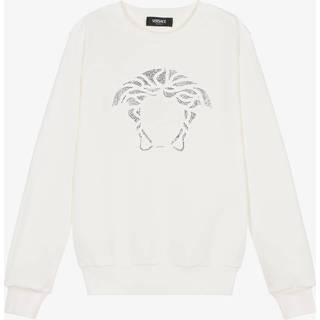 Versace Kids Medusa embellished cotton jersey sweatshirt - white - Y 5