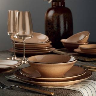 Kütahya Evora porcelænssæt med lige kant 24 dele Terracotta