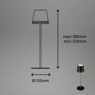 Kiki LED-bordlampe, sort/guld, IP44, 3.000K