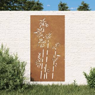udendørs vægdekoration 105x55 cm bambusdesign cortenstål