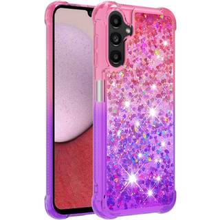 SKALO Samsung A14 5G Kvicksand Glitter Hjerter TPU Cover - Pink-Lilla