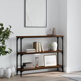 konsolbord 100x22,5x75 cm konstrueret træ brunt egetræ