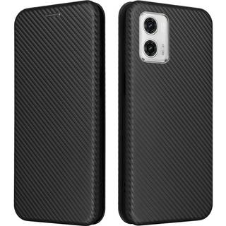 SKALO Motorola Moto G73 5G Carbon Fiber Pungetui - Sort