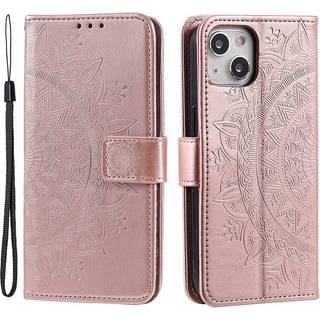SKALO iPhone 15 Mandala Flip Cover - Rosa guld