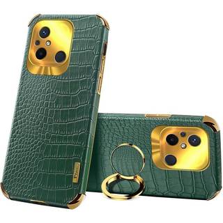 SKALO Xiaomi Redmi 12C 4G Crocodile Guldkant Cover - Grøn