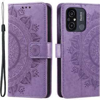 SKALO Xiaomi Redmi 12C 4G Mandala Flip Cover - Lilla