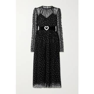 Rebecca Vallance Whitney polka-dot ruched midi dress - black - S