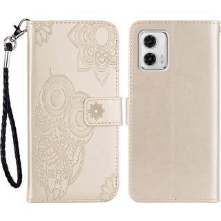 SKALO Motorola Moto G53 5G Mandala Owl Flip Cover - Guld