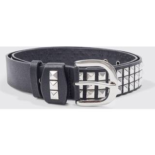 Mens Black Studded Faux Leather Belt