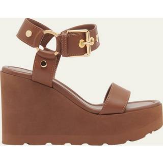 Gianvito Rossi Leather platform wedge sandals - brown - EU 38