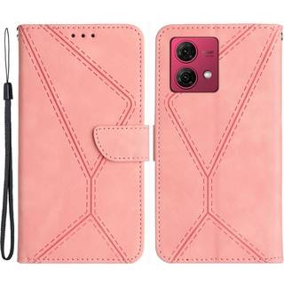 SKALO Motorola Edge 40 Neo 5G PU læderpung med prægning - Pink
