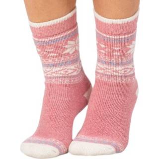 Trofe Knitted Patterned Wool Sock - Pink - Str 35/38
