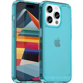 SKALO iPhone 15 Pro Transparent TPU Metal Buttons Cover - Turkis