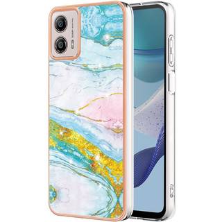 Motorola Moto G53 / G23 / G13 Hybrid Plastik Bagside Cover - Blå Marmor