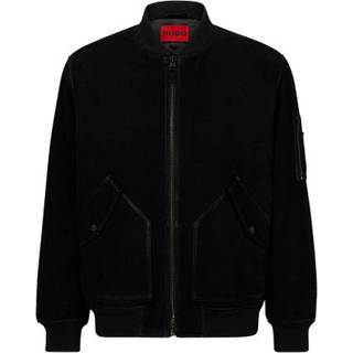 HUGO Herren Lederjacke schwarz unifarben