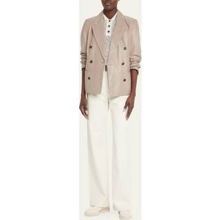 Brunello Cucinelli Double-breasted leather blazer - pink - XXS