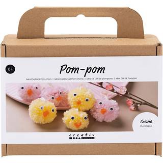 Påskepose - Lav pompon påskekyllinger, 6 stk