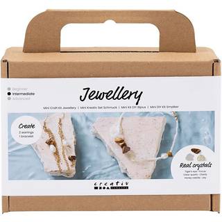 Mini DIY Kit Smykker, halskæde+øreringe m/krystal