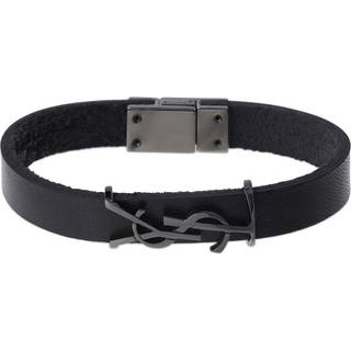 SAINT LAURENT - Opyum Leather and Silver-Tone Bracelet - Men - Black - M