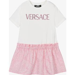 Versace Kids Logo cotton-blend dress - white - Y 14