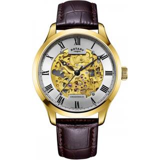 Rotary GS02941/03 Vintage Skeleton Brown Strap Watch - W13137