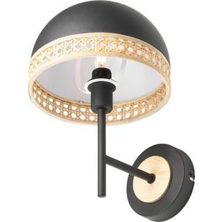 Lindby Lonnaris væglampe med rattan, sort