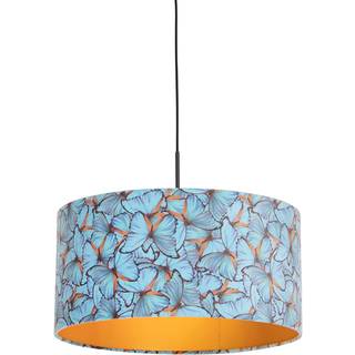 Pendellampe med fløjlsskærm sommerfugle med guld 50 cm - Combi
